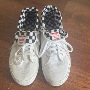 Vans White Sneakers with Checkered Lining Mens size 12